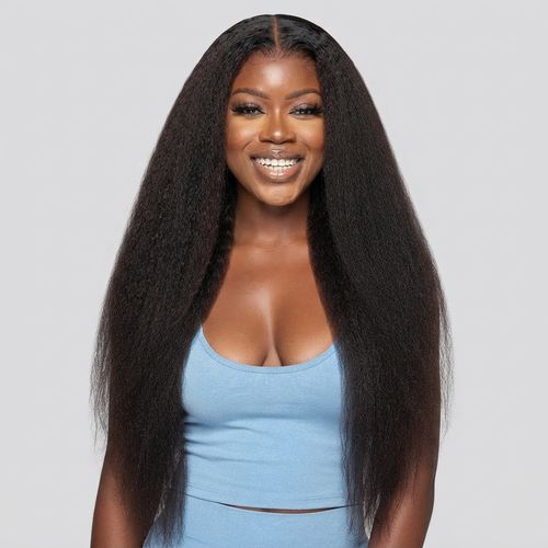 7x6 Glueless Kinky Straight Closure Wig, 26 Inch